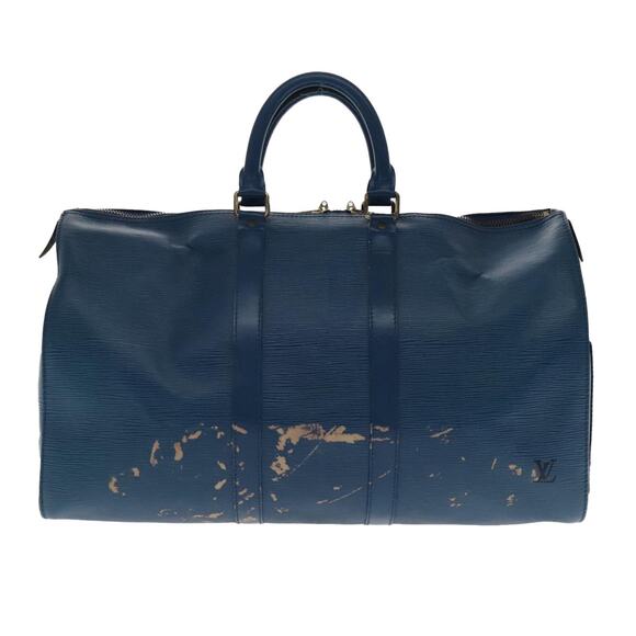 LOUIS VUITTON Epi Keepall 45 Boston Bag Blue M42975 - Picture 2 of 16